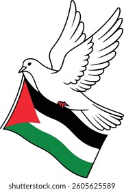 A dove bring Palestine flag vector illustration