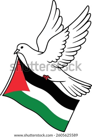 A dove bring Palestine flag vector illustration