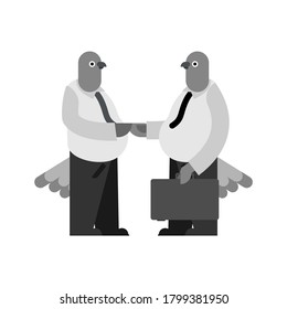 Dove businessman. pigeon boss. bird in suit. Fowl office clerk