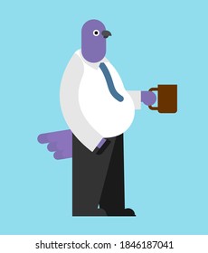 Dove businessman. pigeon boss. bird in suit. Fowl office clerk