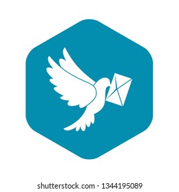 Dove carrying envelope icon in simple style isolated vector illustration