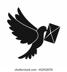Dove carrying envelope icon in simple style isolated vector illustration