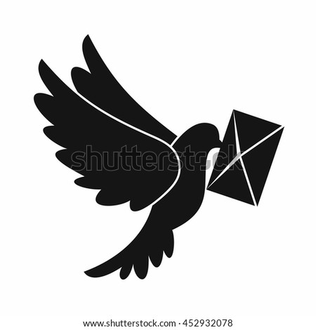 Dove carrying envelope icon in simple style isolated vector illustration