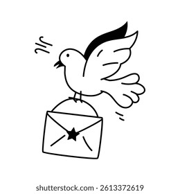 A dove carrying an envelope, symbolizing peaceful and heartfelt communication