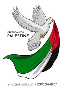 a dove carrying a Palestinian flag