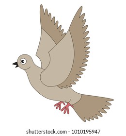 Dove cartoon. Outlined illustration with thin line black stroke