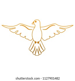 Dove cartoon symbol in yellow lines