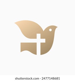 dove christ cross peace logo vector icon illustration