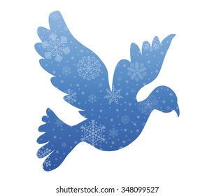 dove christmas icon with snow