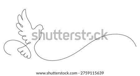 Dove. Continuous line drawing. Frame border.