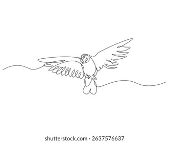 Dove continuous line. Continuous one line drawing of flying pigeon. Animal, bird, peace concept. Single line drawing