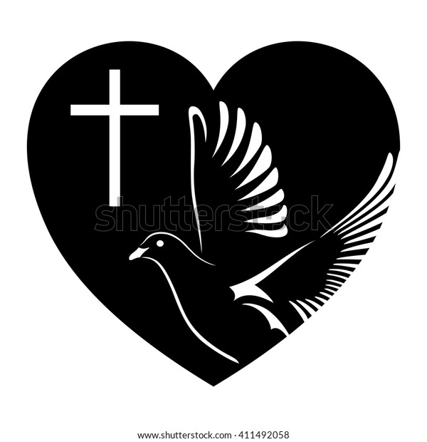 Dove Cross Heart Symbol Religion Vector Stock Vector (Royalty Free ...