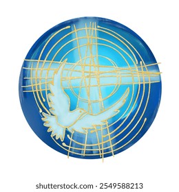 Dove and a cross on a light. Holy Spirit vector illustration.