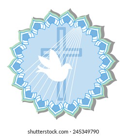 Dove with cross -    religion christening  communion 