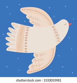 Dove decorated with floral shapes