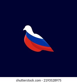Eine Taube mit den Farben der russischen Flagge.