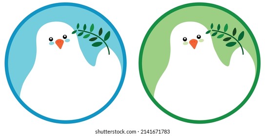 Tauchen Sie Ostern als Symbol des Friedens ein. Cute White Taube mit Olive Tree Osterfeier Symbol