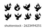"Dove with Flame vector  | Holy Spirit Pentecost Symbol Vector Clipart Set"