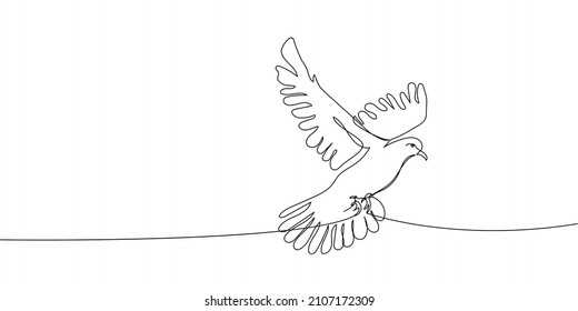 Dove flaping wings continuous line drawing. One line art of time of love, birds, relationship, lovers, wings, fly, ease, feelings, good, symbolism.