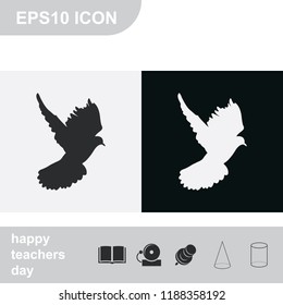 Dove flat black and white vector icon.