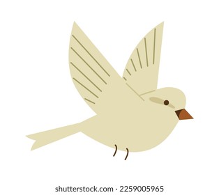 Dove flat icon Small white flying bird. Vector illustration