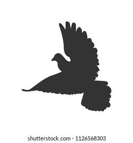 Dove flies. Symbol bird isolated on white background. Vector illustration.