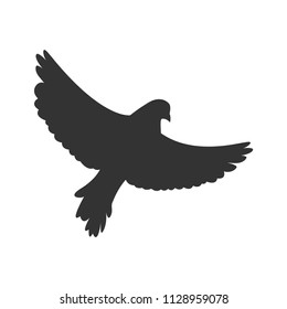 Dove flies. Symbol bird isolated on white background. Vector illustration.