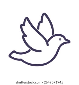 Dove in Flight Line Art Graphic for Peace Hope and Spirituality