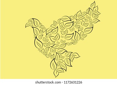 dove in flight. vector international day of peace.bird sketch line art figured outline