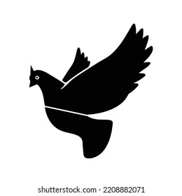 Dove flying bird pigeon icon | Black Vector illustration |
