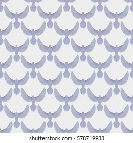 Dove flying bird seamless pattern vector illustration.