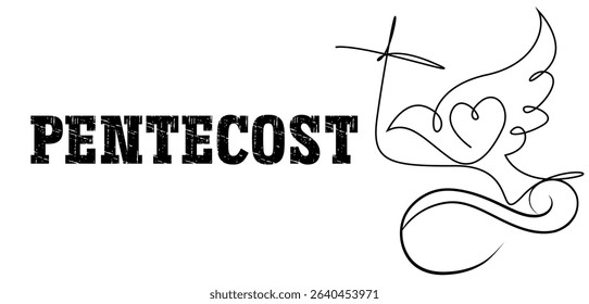 Dove flying, continuous line, Dove, symbol of peace and freedom, Pentecost, simple line drawing, vector illustration, hand drawn line art_svg