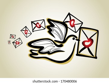 A dove flying with an envelope
