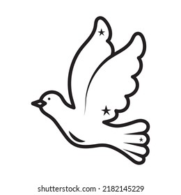 dove flying icon on white background