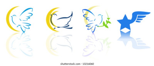 Dove and flying logos