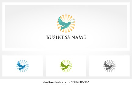 Dove Flying With Olive Branch 
Symbolize Peace Logo