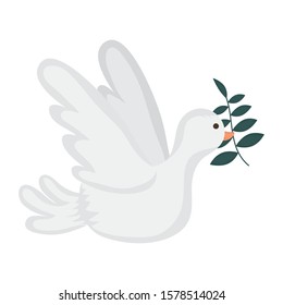 dove flying with olive branch vector illustration design