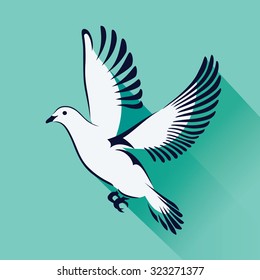 Dove flying. Dove Of Peace. Vector flat illustration.
