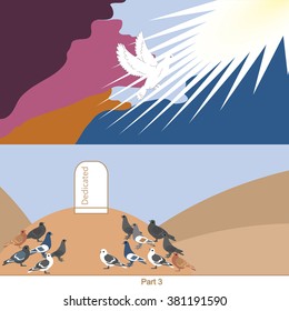 Dove flying in the skies. Dedicated. And doves, honor his memory. Vector illustration.