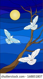 Dove Flying Stained Glass Window