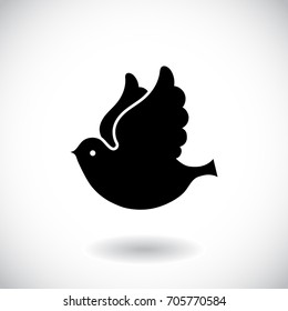 Dove flying way up isolated on white backgroun. Vector illustration