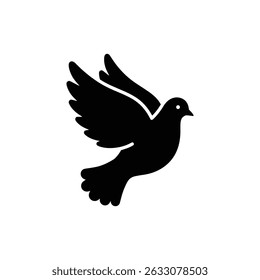 Dove Flying with Wings Stretched for Peace and Freedom Symbol