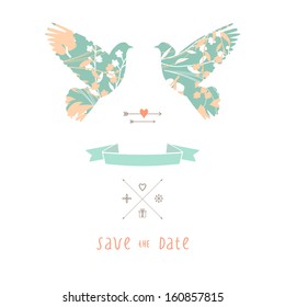 Dove. Gentle illustration in vector on white background