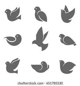 Dove grey silhouette, symbol of peace on earth, love or mail messenger concept, gentle, sweet and loving bird. Vector flat style illustration isolated on white background