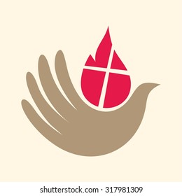 Dove, Hand, Flame, Holy Spirit, Pentecost, Icon