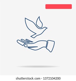 Dove and hand icon. Vector concept illustration for design.