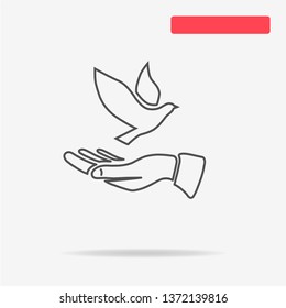 Dove and hand icon. Vector concept illustration for design.