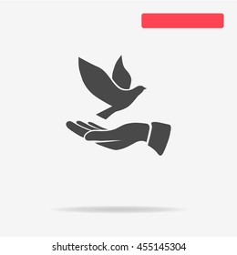 Dove and hand icon. Vector concept illustration for design.