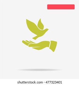 Dove and hand icon. Vector concept illustration for design.