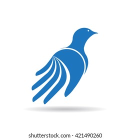 Dove hand logo. Vector graphic design